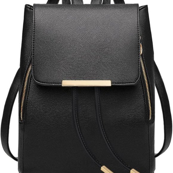 New Reon PU Leather Backpack Black A1 - Picture 2 of 8